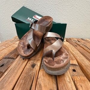 Mephisto Helen Bronze Metallic Leather Cork Sandals Womens 37 France